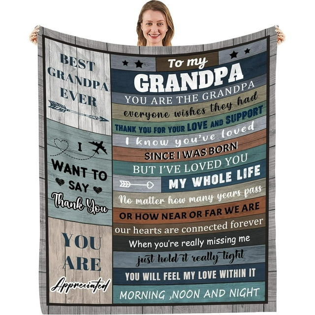 LHSHID Grandpa Gifts from Grandchildren Blanket Fathers Day Birthday Gifts for Grandfather Christmas Day Best Gifts for Grandpa Blanket for Grandpa Soft and Warm 30x40in