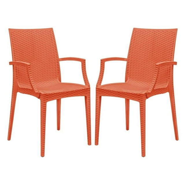 Afuera Living Fauteuil de Salle à Manger Moderne Tissé pour Intérieur et Extérieur, Orange, Ensemble de 2
