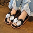 thumbnail image 4 of JDQJBZ Girl's Slippers Bow Pearl Slide Sandals Soft Sole Beach Flip Flops for Little Girls Summer, 4 of 4