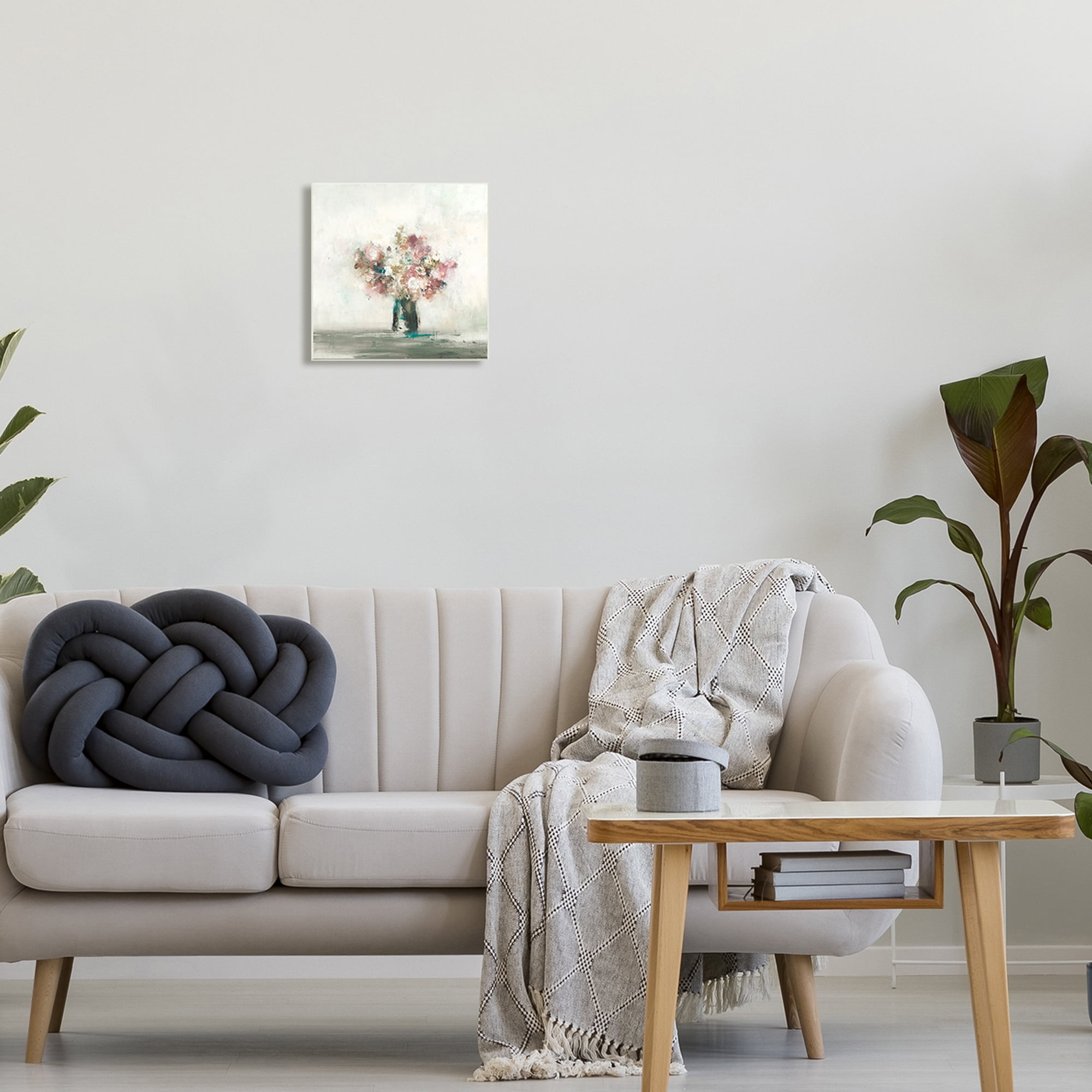 Stupell Industries Muted Subtle Pink Flowers in a Vase Painting Floral & Botanical Painting Unframed Art Print Wall Art, 12 x 12