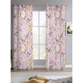 thumbnail image 2 of Pink Spring Floral Sheer Curtains 63 Inch Length 2 Panels Set for Living Room/Bedroom, Elegant Farmhouse Flowers Birds Watercolor Kitchen Curtains Grommet Curtains Window Treatments 42"x63"x2, 2 of 7