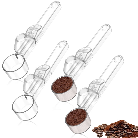 Austok Coffee Scoop with Funnel for Reusable Refillable Coffee Pod 1oz Capacity Scoop with Funnel for Protein Powder Tea (4 Pack)