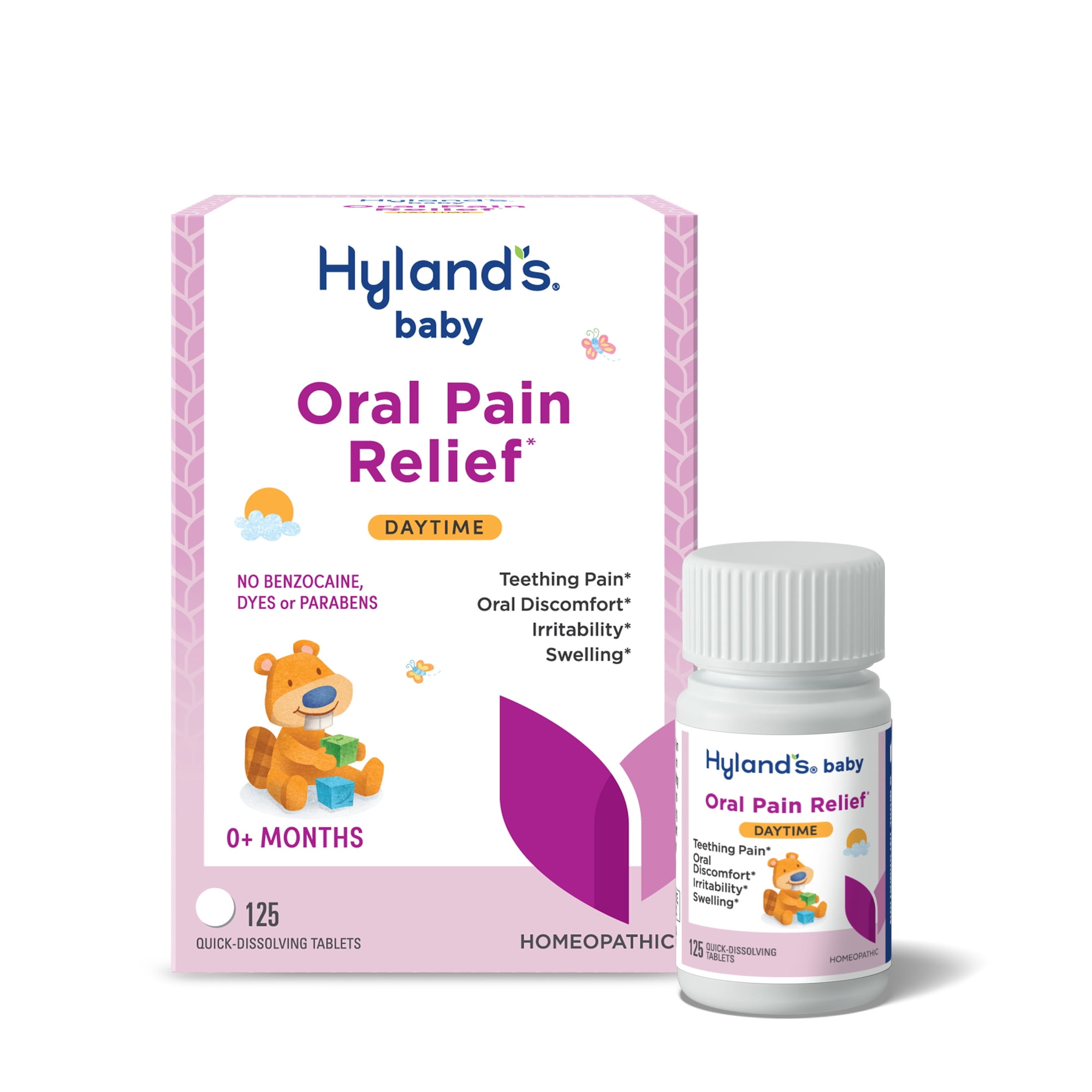 Hyland's Baby Daytime Oral Pain Relief Tablets for Oral Discomfort and Swelling, 125 Count