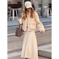 thumbnail image 4 of Abrigo Corto de Piel Sintética para Mujer, Chaqueta de Forro con Cuello Alto y Cremallera, Abrigo Cálido de Invierno Albaricoque L, 4 of 9