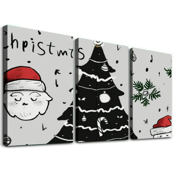 Ullo0ord Canvas Wall Art Painting One Panel Christmas Tree Artwork Prints, Modern Framed Canvas Wall Decor for Living Room Bedroom Bathroom