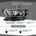 thumbnail image 3 of Headlights Headlamps Assembly Black w/ LED DRL Fit For 2016-2022 Toyota Tacoma, 3 of 10