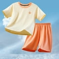 thumbnail image 6 of CYRBOKO Outfit Sets for Boys, Cotton Comfy Short Sleeve Elastic Waist Pajama Set Orange Size 8 T, 6 of 9