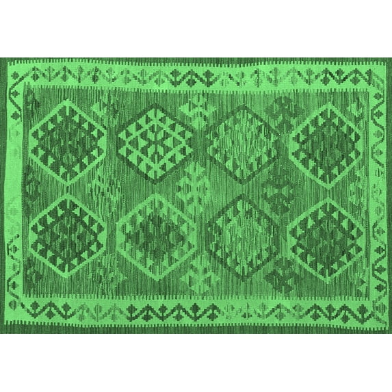 Ahgly Company Indoor Rectangle Oriental Emerald Green Traditional Area Rugs, 3' x 5'