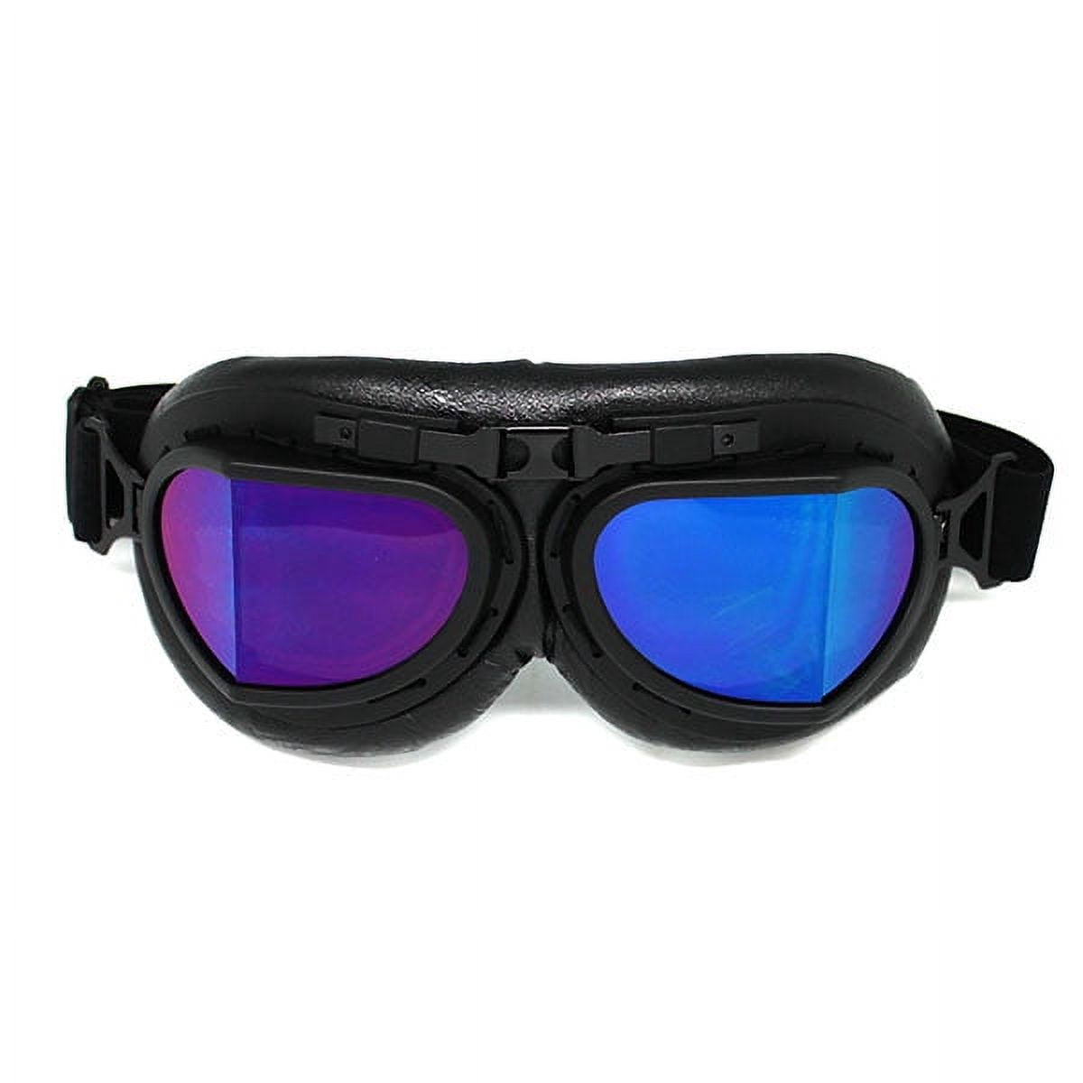 1Storm Motorcycle Half Face Helmet HKY205V Mopeds Scooter Pilot with retractable Inner Smoked Visor, Red Skull + T008 Black Tinted Goggle Bundle