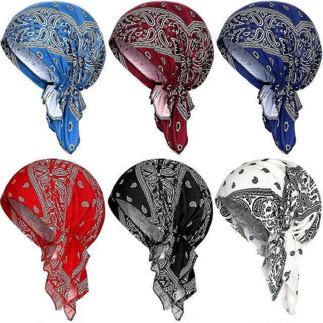 6 Pcs Women Cotton Chemo Hat Turban Beanie, Pretied Headwraps Headwear Scarves Beanies Covers Stretch Sleep Turban Hat