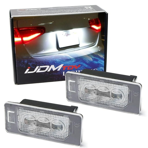 OEM-Fit 3W Full LED License Plate Light Kit For Audi A3 A4 A5 A6 A7 Q3 Q5 Q7 TT Cayenne Panamera, Powered by 3-Piece Osram Xenon White LED & Can-Bus Error Free