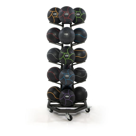 Power Systems Medicine Ball Storage Rack, 14" x 11" x 52" Medicine Ball Rack Holds 5 Balls