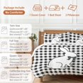 thumbnail image 6 of Queen 4 Piece Bedding Set Happy Easter Bunny Silhouette Bow Soft Breathable Duvet Cover and Pillowcase, Black White Plaid Duvet Cover Set Bed Sheets for Bedroom Dormitory Guest Room, 6 of 9