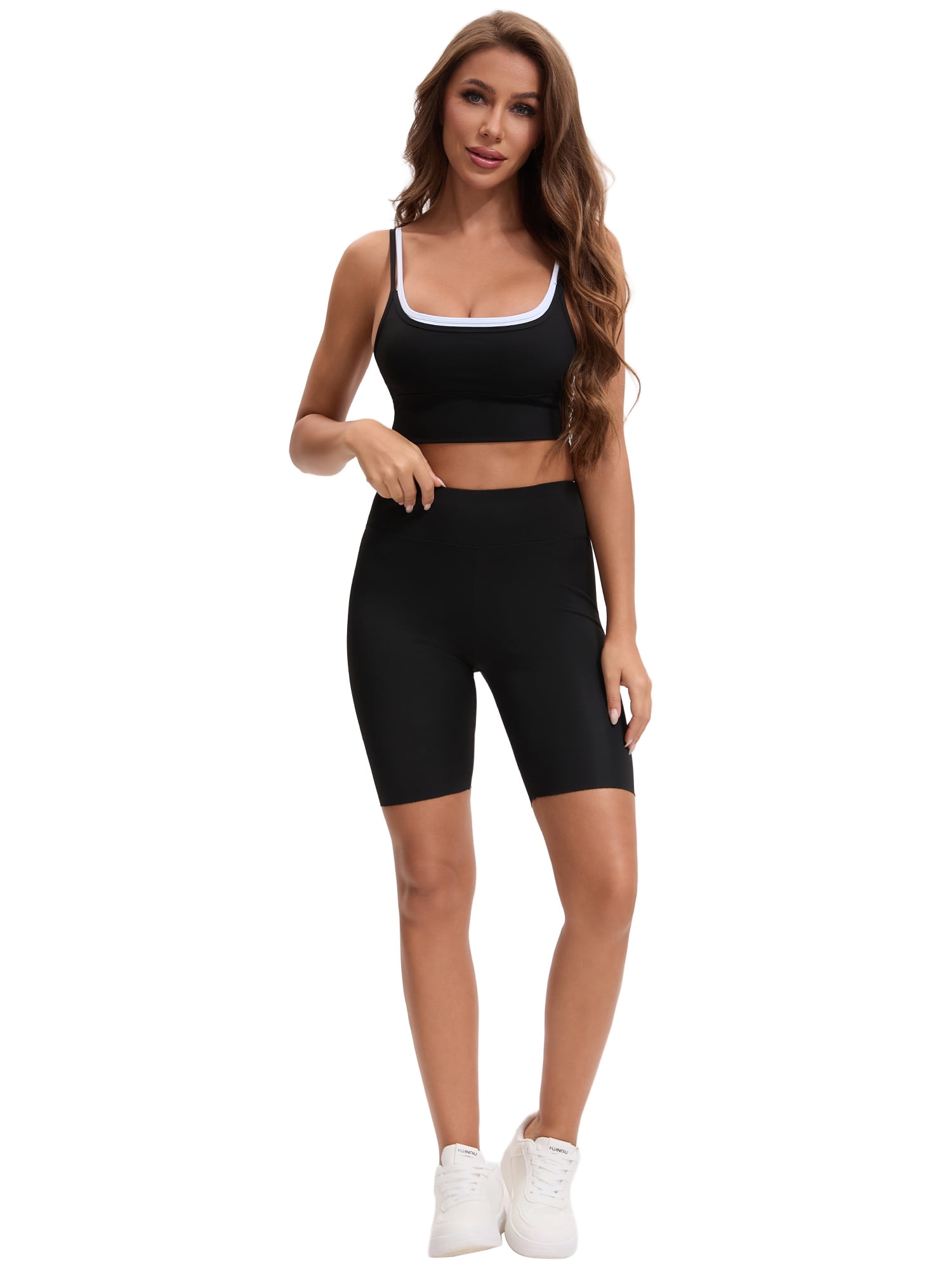 Unique Bargains Women's Full Coverage Workout Padded Sports Bras M Black