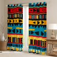 thumbnail image 2 of Manfei Retro Geometric Triangle Black Out Curtains,Vintage Plaid Stripe Curtains Pack of 2 (42x63 Each),Colorful bohemian Style Bedroom Curtains For Girls Kids,Microfiber Bedroom Decor, 2 of 6
