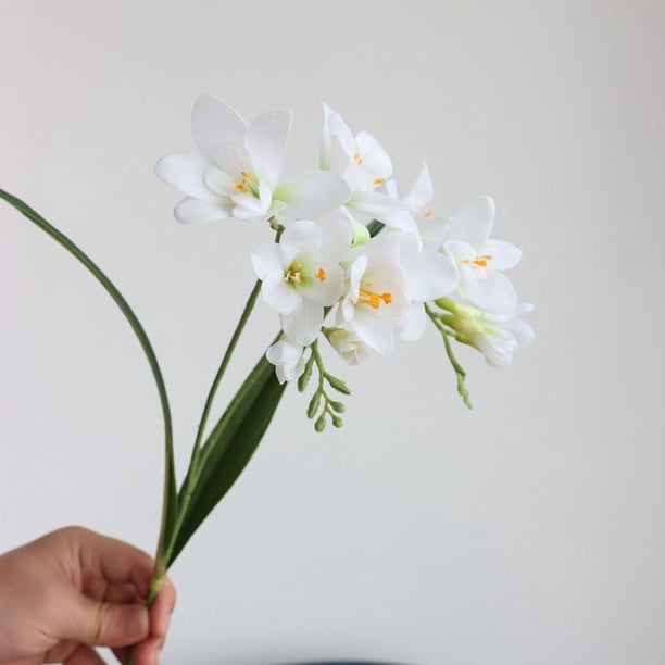 Xiao Hua 2 piezas de flores artificiales de tacto real para decoración del hogar, oficina, boda, arreglo floral (blanco, 25,2 pulgadas de largo)