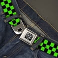 thumbnail image 2 of Buckle-Down Belt, Seatbelt Buckle Belt, Checker Black Neon Green, 34 to 52 Inches, 2 of 9