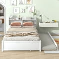 thumbnail image 3 of Jopath Full Size Bed Frame with Trundle and Bookcase, Platform Bed Frame with Pull Out Trundle Bed, Wooden Twin Bed Frame with Storage Shelves, for Boys,Girls White, 3 of 5