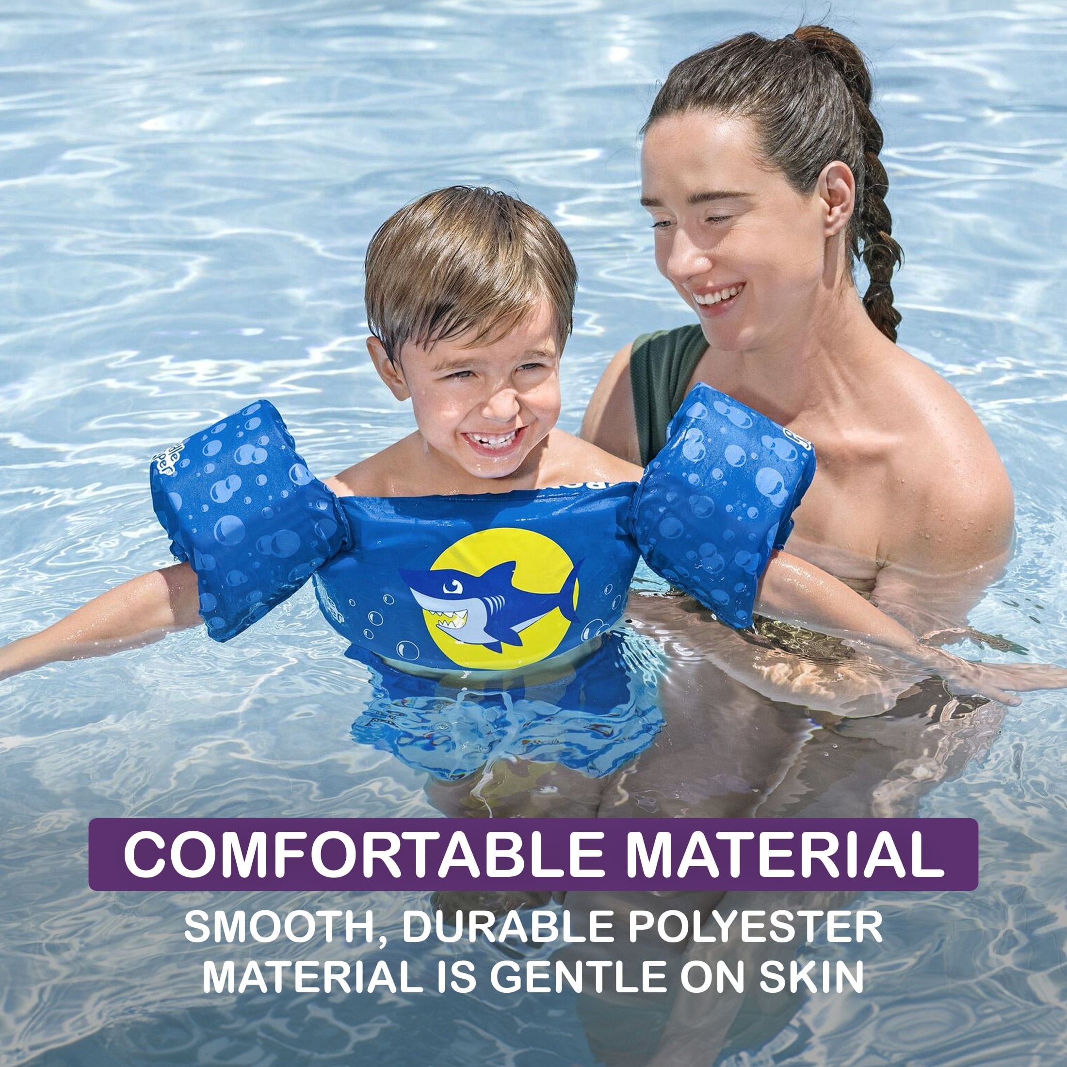 Puddle Jumper Fabric Kids Swim Flotation Vest with Armbands, 33-55lbs (15-25kg) Weight Capacity