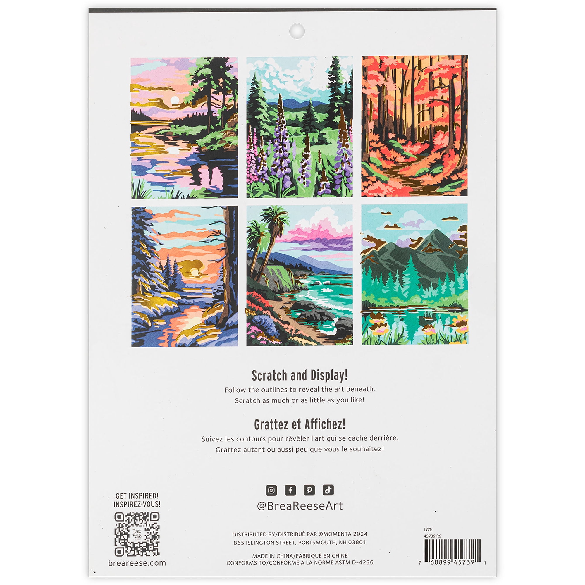 Brea Reese: Scratch Art Paper Pad - Seasonal Landscapes - 6 Designs, Guided Art, Metallic Accents, Dual-Tip Stylus & Brush, 9x12" Pages, Adult Craft