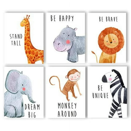 Throwback Traits Safari Nursery Decor - Baby Room Decor Animal Pictures for Nursery, Safari Decor, Baby Wall Decor, Nursery Wall Decor, Nursery Wall Art for Boys and Girls, Set of 6 â€“ 8x10" (Sa