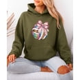 thumbnail image 6 of Disco Volleyball Coquette Bow Hoodie for Women & Girls Game Day, Army Green Hoodie, M, 6 of 8