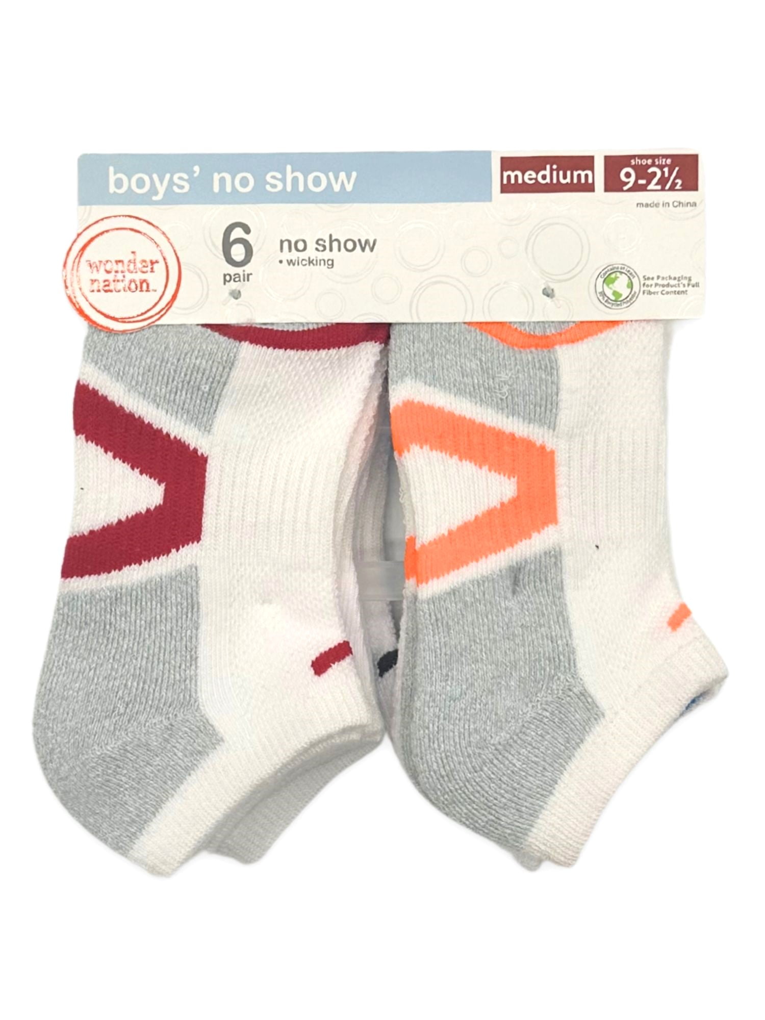 Wonder Nation Boys Sport No-Show Socks, 6-Pack