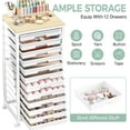 thumbnail image 2 of Rolling Cart with Drawers,12 Drawer Rolling Cart,Rolling storage cart with drawers,White Rolling Drawer Cart,Teacher Rolling Cart for Classroom Storage,Craft Cart with Wooden Tabletop, 2 of 16