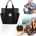 thumbnail image 2 of 1 Pc Mesh Beach Bag with Zipper Large Beach Tote for Women Beach Bags Waterproof Sandproof Toys Pool Swim Bag Travel Vacation Cruise Essentials, 11.22x7.09x11.02 Inch, Black, 2 of 5