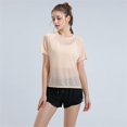 thumbnail image 2 of Hauts à Manches Courtes Yoga Course Chandails Gym Respirants Fins Hauts d'Entraînement pour FemmesYOUYOU, 2 of 4