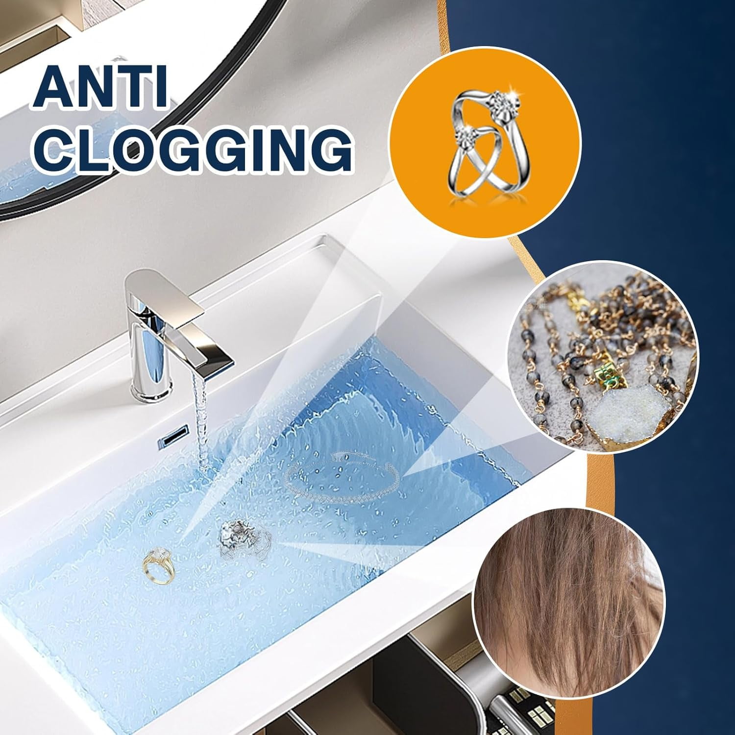 Bathroom Sink Drain Stopper - Pop Up Drain Plug with 1 Replacement Filters Basket, Removable Stainless Steel Floor Drain Filter, Anti Clogging Sink Strainer Hair Catcher for Washroom (Silver)