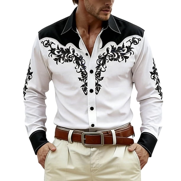 Camisetas de Navidad de Manga Larga de los Hombres Imprimir de Moda Casual Manga Larga Turndown Collar Blusa para Primavera Invierno Al Aire Libre Diario