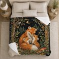 thumbnail image 5 of Enchanted Forest Fox Family Woodland Night Scene Tender, Festive Holiday Scene, Warm Flannel Blanket for Cabin and Lodge, Art Lovers Christmas Gift, Festive Home Decor, 5 of 9