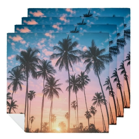 

FUMJ Sunset Palm Trees Sky Cloth Napkins Polyester Home Decor Dinner Napkin for Dining Table Kitchen Daily Party Housewarming Farmhouse Decor Kitchen 6 PCS