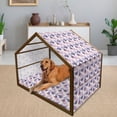 thumbnail image 2 of Floral Pet House, Retro Blooming Petals with Abstract Swirls and Curves Romantic Composition, Outdoor & Indoor Portable Dog Kennel with Pillow and Cover, 5 Sizes, Purple Lilac Peach, by Ambesonne, 2 of 4