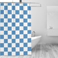 thumbnail image 2 of Checkered Shower Curtain, Blue Shower Curtains for Bathroom, Cute Retro Checkboard Shower Curtain Vintage Aesthetic, Machine Washable Fabric Shower Curtain, 72''''x72'''', 2 of 6