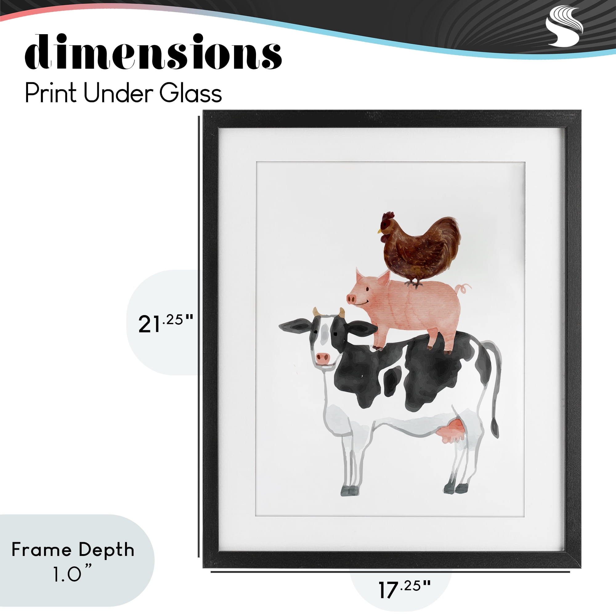 Stupell Industries Farm Animal Stack Whimsy Black Framed Print Under Glass, design by Kim Allen