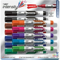 BIC Intensity Advanced Dry Erase Low Odor Marker, Tank, Chisel Tip, Assorted Colors, Set of 12