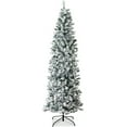 thumbnail image 3 of Best Choice Products 6ft Snow Flocked Artificial Pencil Christmas Tree Holiday Decoration w/ Metal Stand, 3 of 10