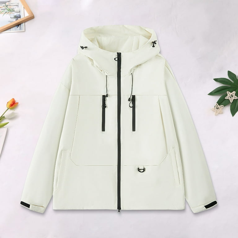 Sentmoon Ski Jacket Solid Color Long Sleeve Hooded Neck Coat Plus