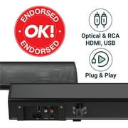 Majority Teton 120W 2.1 Channel Sound Bar with Built-in Subwoofer Powerful Home Theatre Sound | HDMI ARC, Bluetooth, Optical, RCA, USB & AUX Connectivity | Remote Control Included