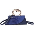 thumbnail image 3 of Women Vegan Leather Evening Handbag Crocodile Pattern Handle Clutch Purse Cross Body Envelope Bag, 3 of 9