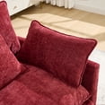 thumbnail image 3 of Accent Chair with Ottoman, Legahome 40"Wide Oversized Chenille Upholstered Lounge Chair, Comfy Reading Armchair with 3 Pillows, Barrel Chair Reading Chair for Living Room Bedroom, Red, 3 of 8