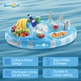 thumbnail image 2 of Sun's Out Floating Snack Bar - Light Blue Cabana Stripe Inflatable Pool Float for Ages 14+, 2 of 6