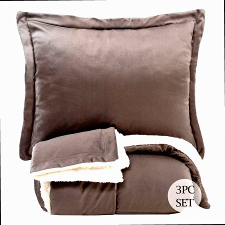 PlushCozy 3-Piece Comforter Set - All Season Warmth, Down Alternative, Reversible to Solid Color with 2 Shams - Queen Size, Gray