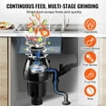 thumbnail image 3 of VEVOR Garbage Disposal, 1/2 HP 3450RPM Continuous Feed Food Waste Disposer, 3-Bolt Mount Food Waste Grinding System with Sound Reduction, Power Cord & Splash Guard for Kitchen Sinks, 3 of 9