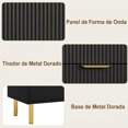 thumbnail image 3 of Cómoda moderna de madera con 3 cajones acanalados – Diseño Art Deco – Patas y tiradores metálicos – Almacenaje para dormitorio, salón, 3 of 6