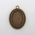 thumbnail image 3 of Vintage Tibetan Style Alloy Pendant Cabochon Bezel Settings Cadmium Free & Nickel Free & Lead Free Bronze Oval Tray: 18x25mm 36x26x2.5mm Hole: 3mm, 3 of 3