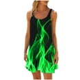 thumbnail image 5 of Aloohaidyvio Summer Dresses for Women 2024,Womens Gradient Flame Print Beach Casual Loose Tank Dress Sleeveless Halter Dresses Green S, 5 of 6