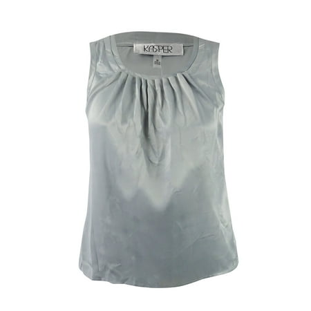 - Kasper Women's Pebble-Charmeuse Pleat-Neck Shell Top (M, Silver)